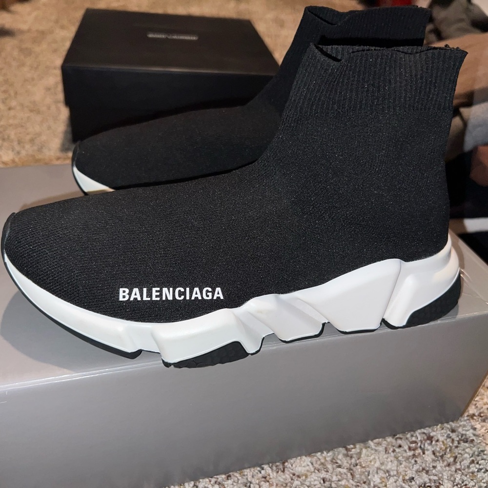 Balenciaga Black and White Sock Sneakers